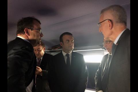 President Emmanuel Macron and SNCF President Guillaume Pepy travelled from Paris to the opening of LGV BPL in Rennes.